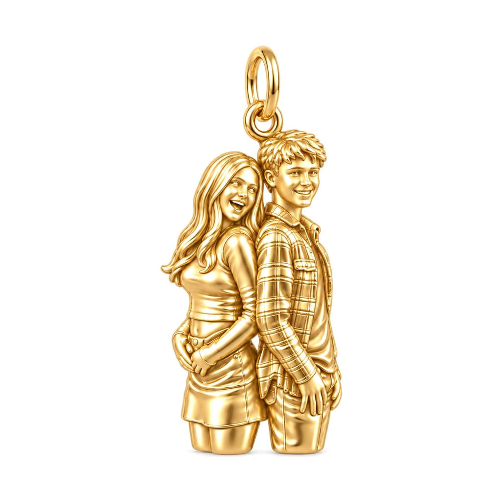 Back-to-Back Together Charm Bracelet – Personalized Couple Gift – 18K gold charm, front view