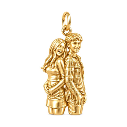 Back-to-Back Together Charm Bracelet – Personalized Couple Gift – 18K gold charm, front view