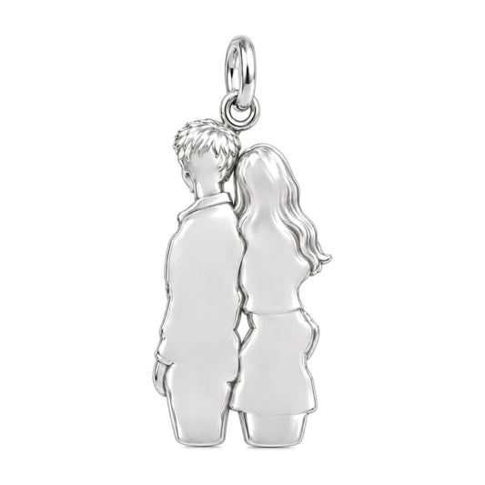 Back-to-Back Together Charm Bracelet – Personalized Couple Gift – back of the charm, engraving area