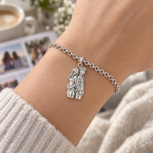 Back-to-Back Together Charm Bracelet Set – worn / in use