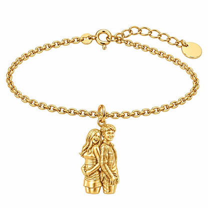 Back-to-Back Together Charm Bracelet Set – 18K gold, front view