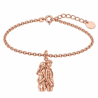 Back-to-Back Together Charm Bracelet Set – rose gold, front view