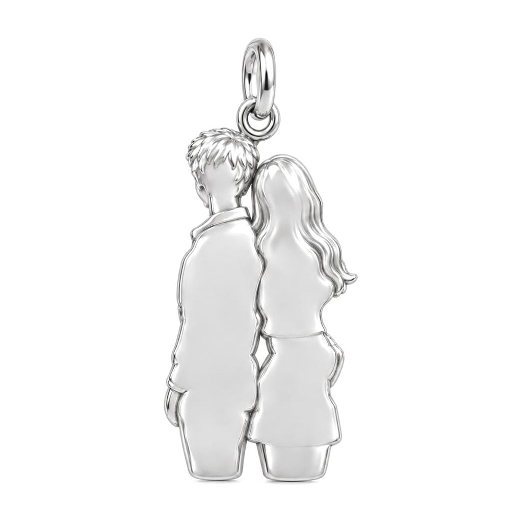 Back-to-Back Together Charm Necklace Set – back of the charm, engraving area