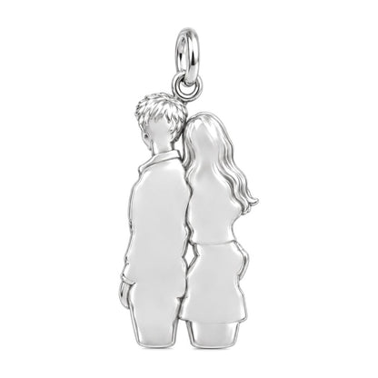 Back-to-Back Together Charm Necklace Set – back of the charm, engraving area