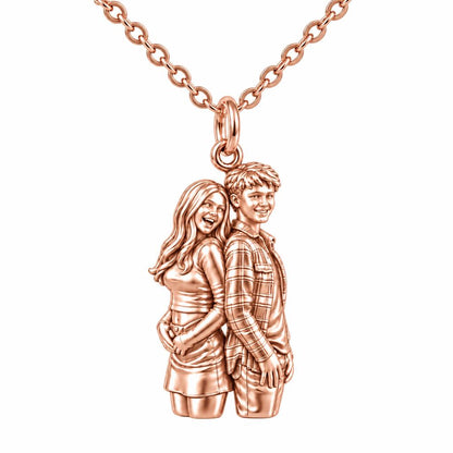 Back-to-Back Together Charm Necklace Set – rose gold, front view