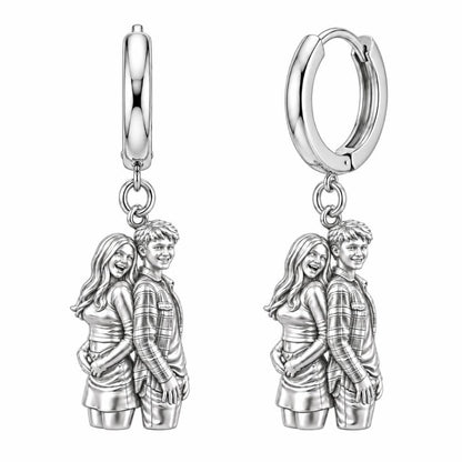 Back-to-Back Together Huggie Charm Earrings – silver, front view