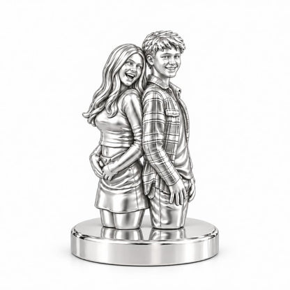 Back-to-Back Together Keepsake Plaque – silver, front view