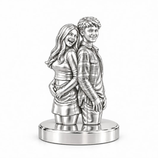 Back-to-Back Together Keepsake Plaque – silver, front view