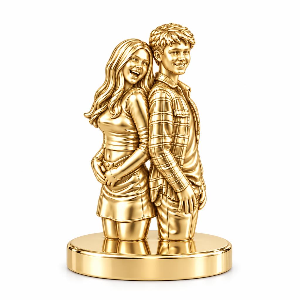 Back-to-Back Together Keepsake Plaque – 18K gold, front view
