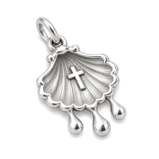 Baptism Shell Charm — Silver Super Macro | charm-topics-remaining-444-2026-09-14 | topic-075