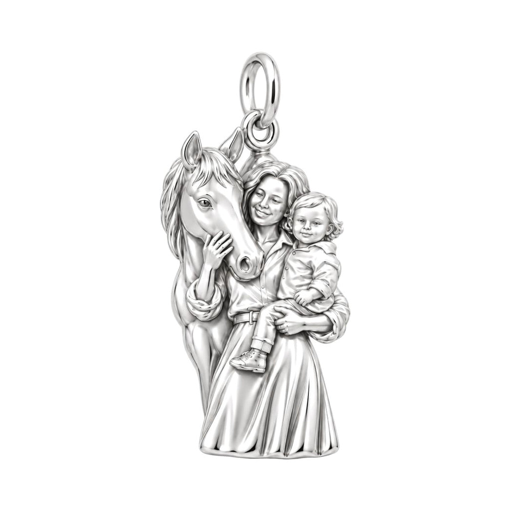 Barn Side Family Portrait Charm Bracelet – Personalized Mom Gift – silver charm, front view