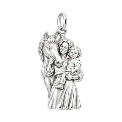 Barn Side Family Portrait Charm Bracelet – Personalized Mom Gift – silver charm, front view