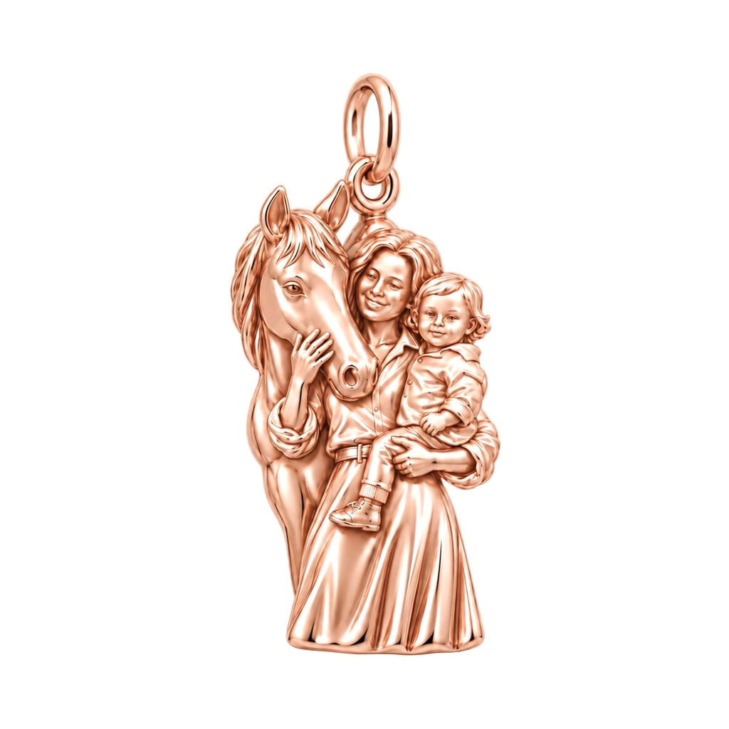 Barn Side Family Portrait Charm Bracelet – Personalized Mom Gift – rose gold charm, front view