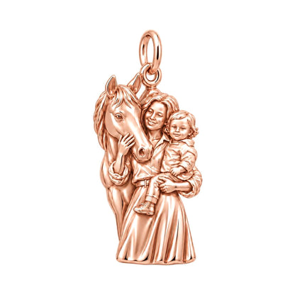 Barn Side Family Portrait Charm Bracelet – Personalized Mom Gift – rose gold charm, front view