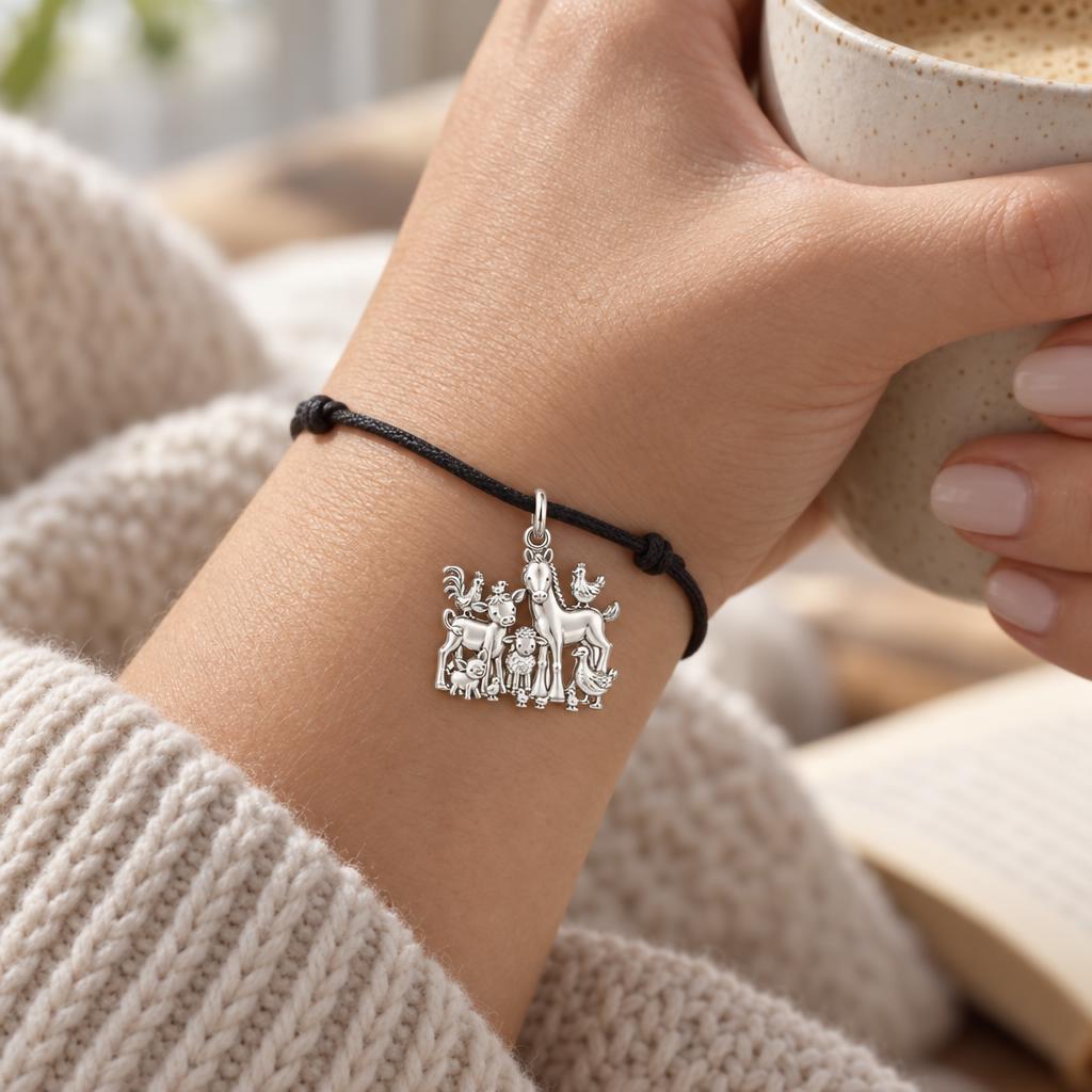Barnyard Besties Charm and Polyester Cord Bracelet Set