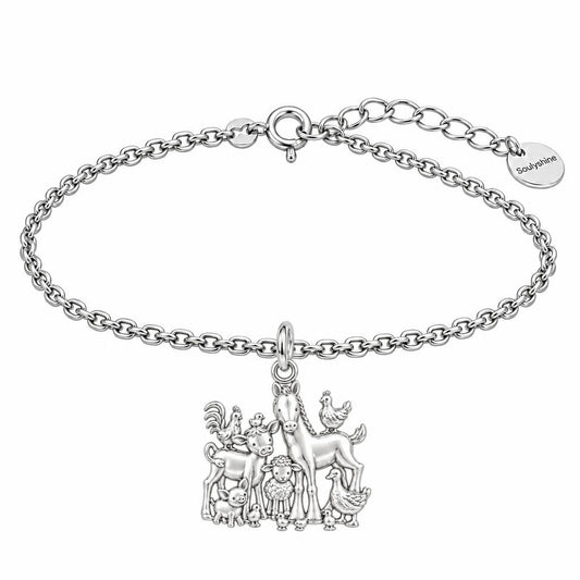 Barnyard Besties Charm Bracelet Set – silver, front view