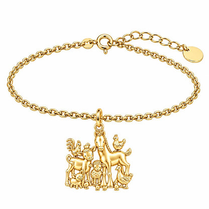 Barnyard Besties Charm Bracelet Set – 18K gold, front view