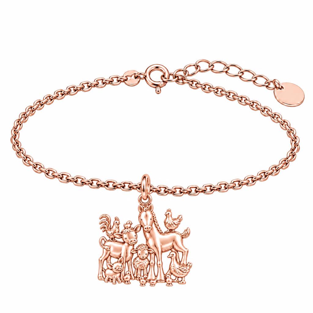Barnyard Besties Charm Bracelet Set – rose gold, front view