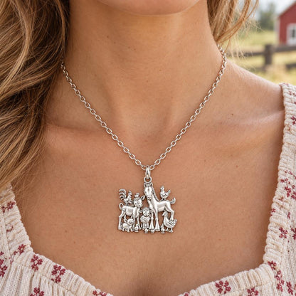 Barnyard Besties Charm Necklace Set – worn / in use