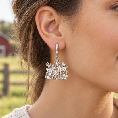 Barnyard Besties Huggie Charm Earrings – worn / in use