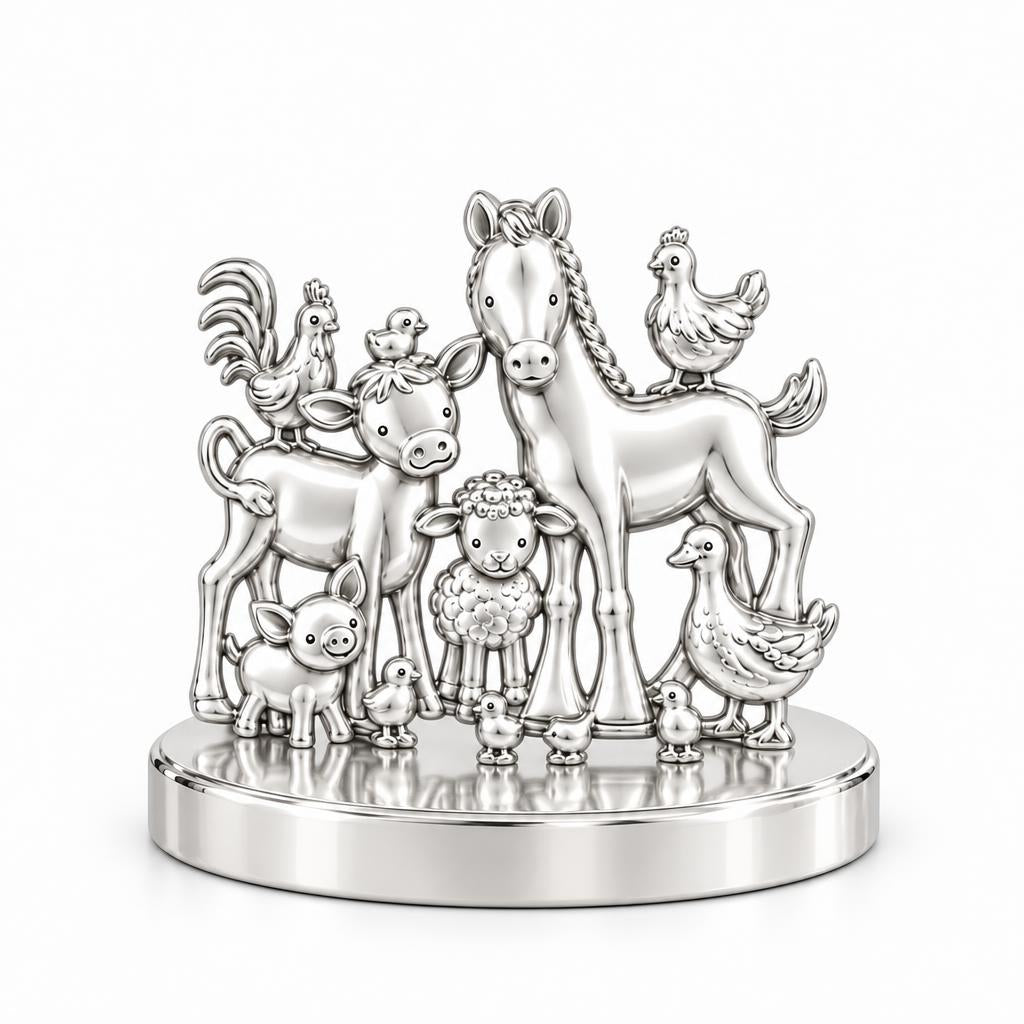 Barnyard Besties Keepsake Plaque – silver, front view