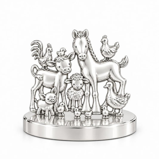 Barnyard Besties Keepsake Plaque – silver, front view