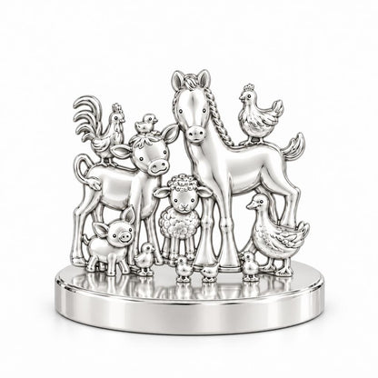 Barnyard Besties Keepsake Plaque – silver, front view