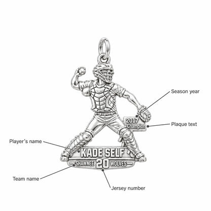 Baseball Catcher Victory Charm Bracelet – Personalized Athlete Gift – personalization guide