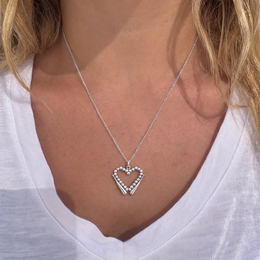 Baseball Heart and Bats Charm Necklace Set – worn / in use