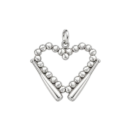 Baseball Heart Charm Bracelet – Personalized Baseball Mom Gift – silver charm, front view