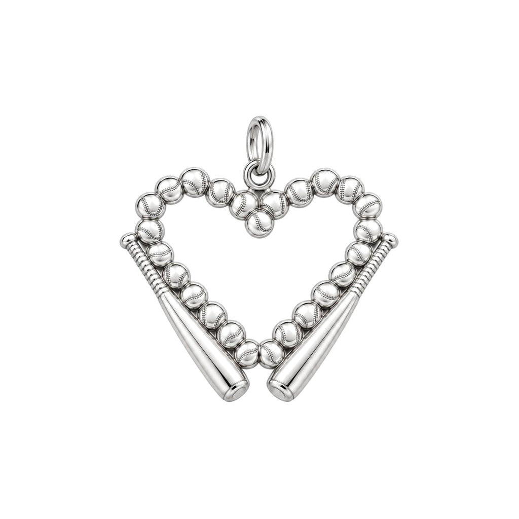 Baseball Heart Charm Bracelet – Personalized Baseball Mom Gift – silver charm, front view
