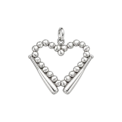 Baseball Heart Charm Bracelet – Personalized Baseball Mom Gift – silver charm, front view