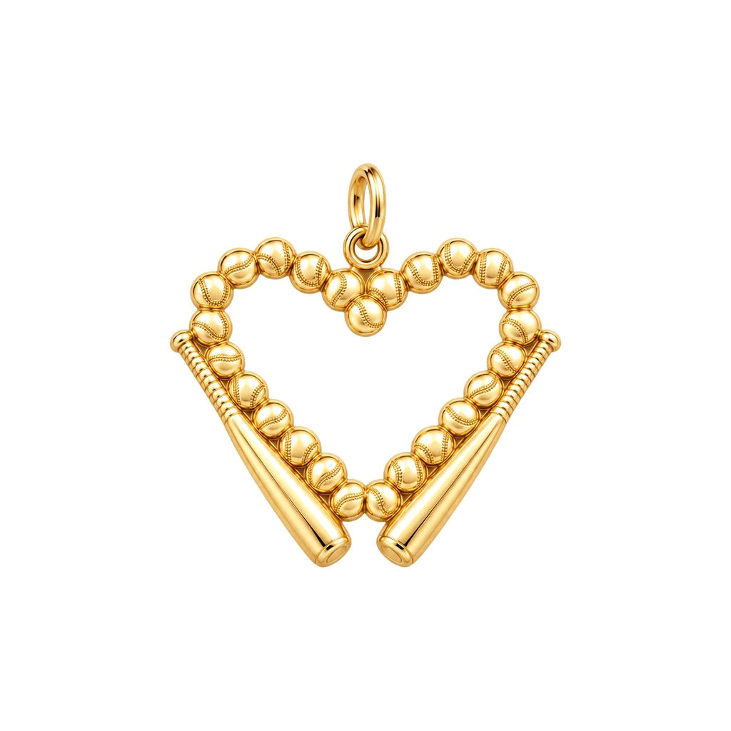 Baseball Heart Charm Bracelet – Personalized Baseball Mom Gift – 18K gold charm, front view