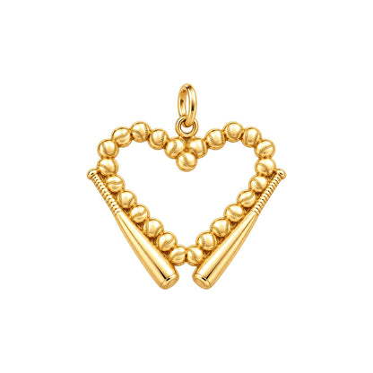 Baseball Heart Charm Bracelet – Personalized Baseball Mom Gift – 18K gold charm, front view