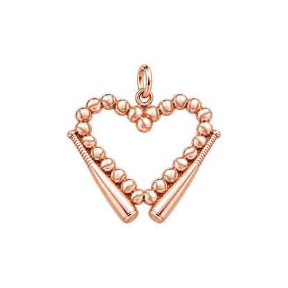 Baseball Heart Charm Bracelet – Personalized Baseball Mom Gift – rose gold charm, front view