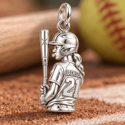 Baseball Lover Charm Bracelet – Personalized Gift – macro detail of the charm