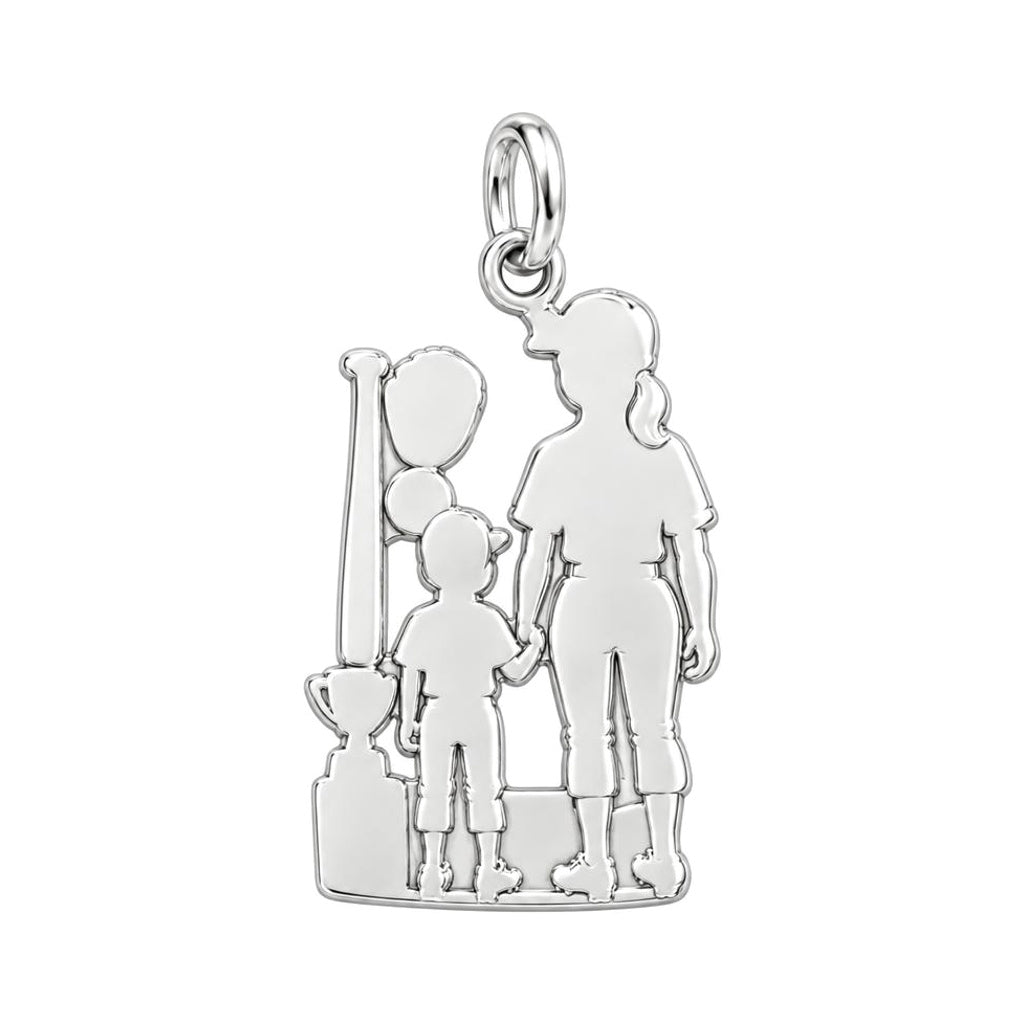 Baseball Mom and Me Charm Bracelet – Personalized Mom Gift – back of the charm, engraving area