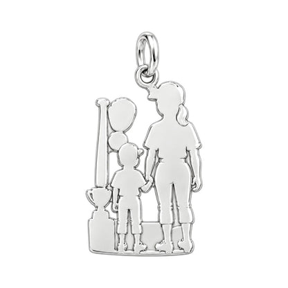 Baseball Mom and Me Charm Bracelet – Personalized Mom Gift – back of the charm, engraving area