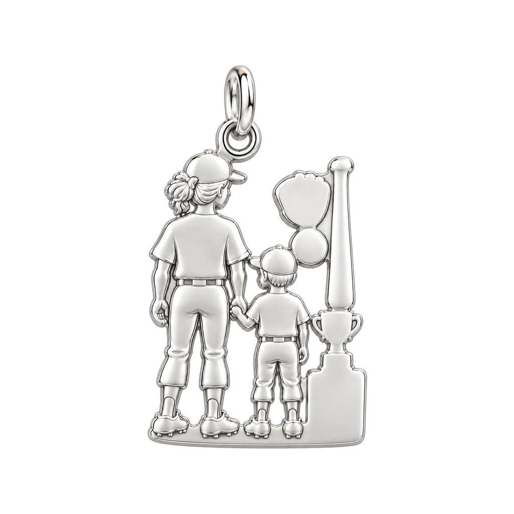 Baseball Mom and Son Charm Bracelet – Personalized Mom Gift – back of the charm, engraving area