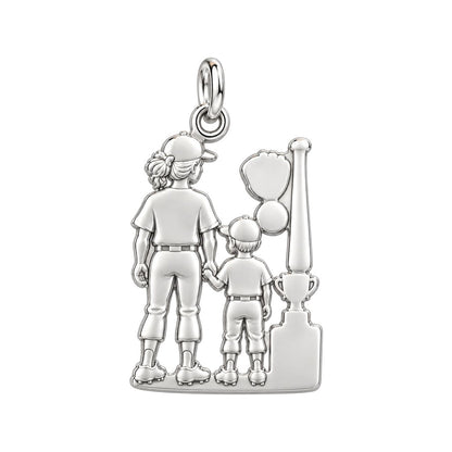 Baseball Mom and Son Charm Bracelet – Personalized Mom Gift – back of the charm, engraving area