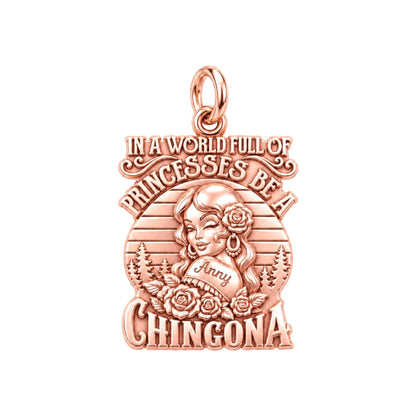 Be A Chingona Charm Bracelet – Personalized Latina Gift – rose gold 3 cm charm, front view