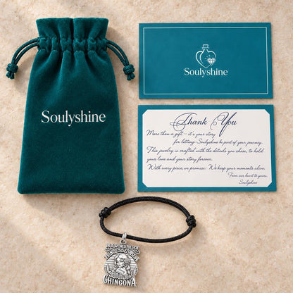 Be A Chingona Charm Bracelet – Personalized Latina Gift – Soulyshine velvet pouch and gift card
