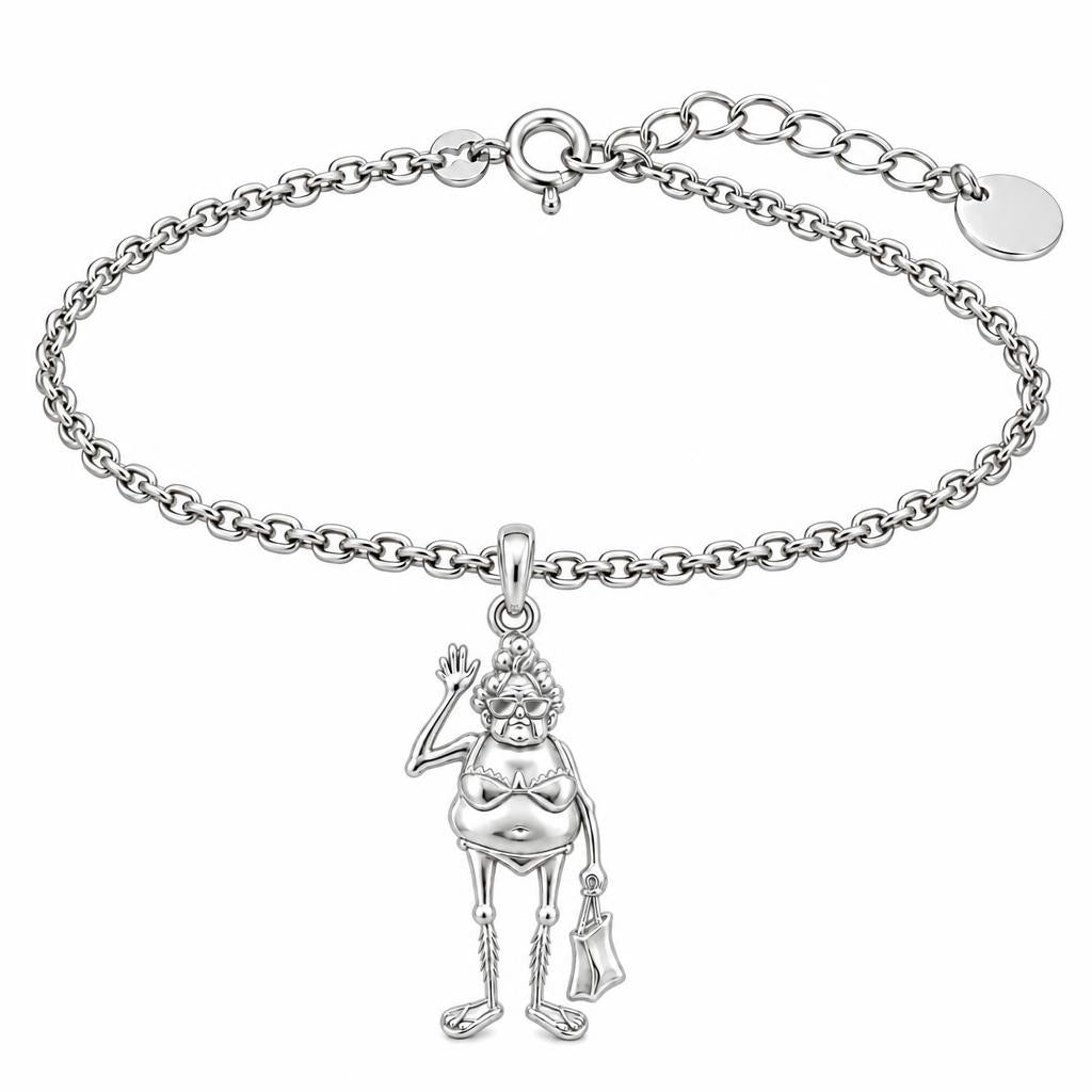 Beach Day Granny Charm Bracelet Set – silver, front view