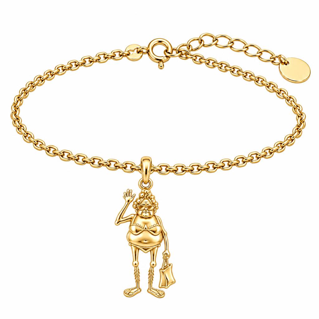 Beach Day Granny Charm Bracelet Set – 18K gold, front view