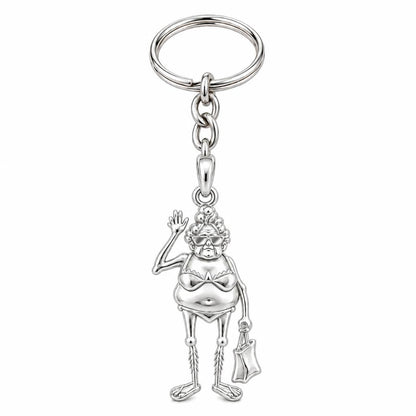 Beach Day Granny Charm Keychain – silver, front view