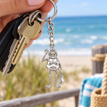 Beach Day Granny Charm Keychain – worn / in use