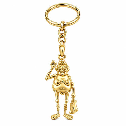 Beach Day Granny Charm Keychain – 18K gold, front view