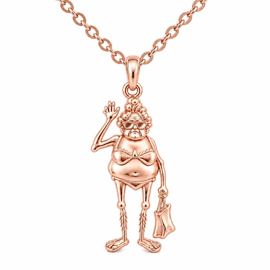 Beach Day Granny Charm Necklace Set – rose gold, front view