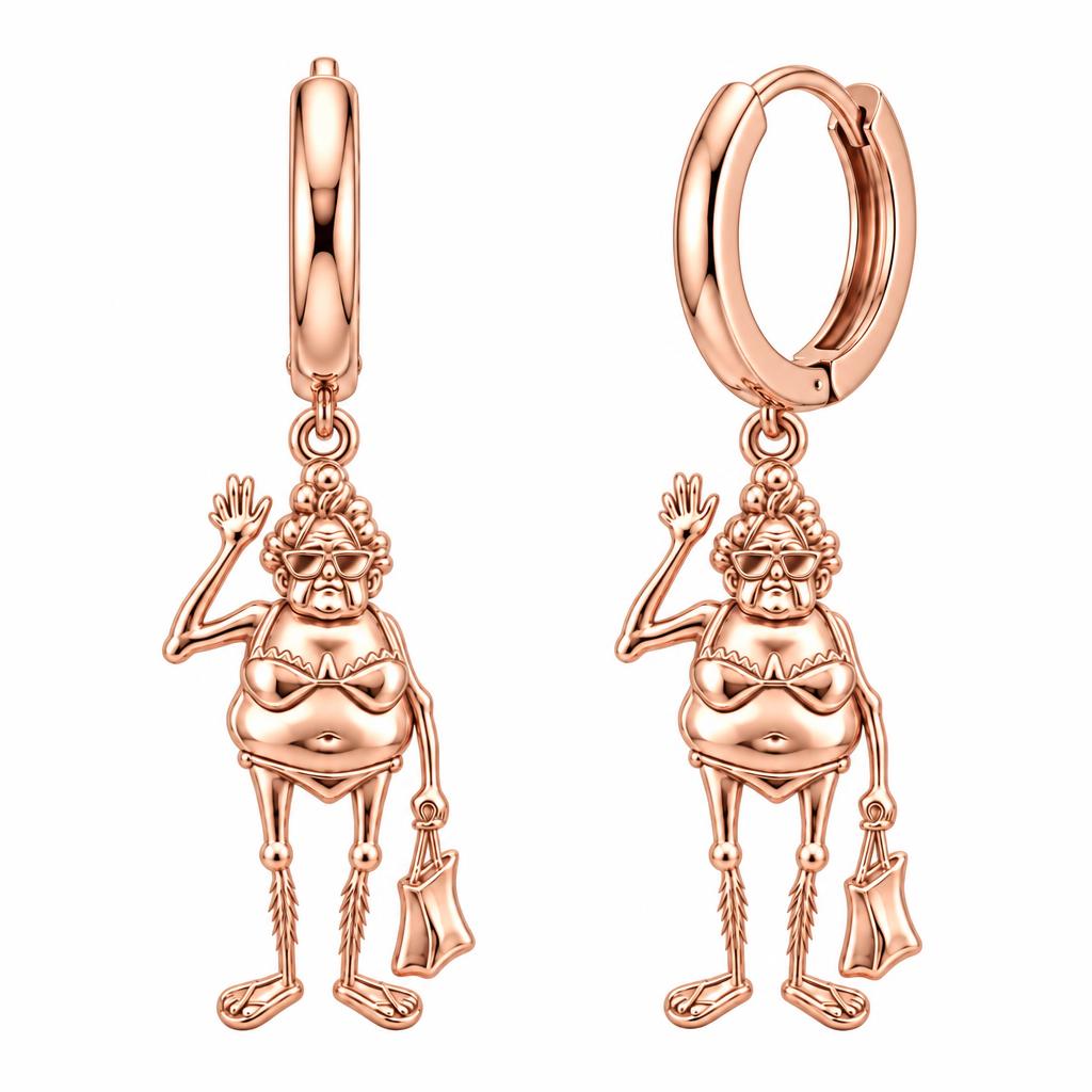 Beach Day Granny Huggie Charm Earrings – rose gold, front view