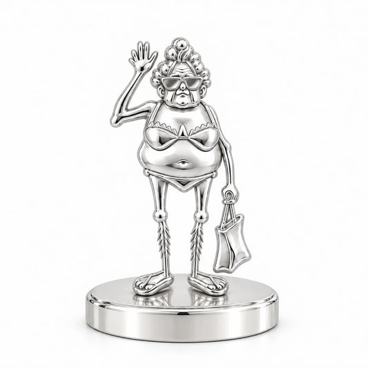Beach Day Granny Keepsake Plaque – silver, front view